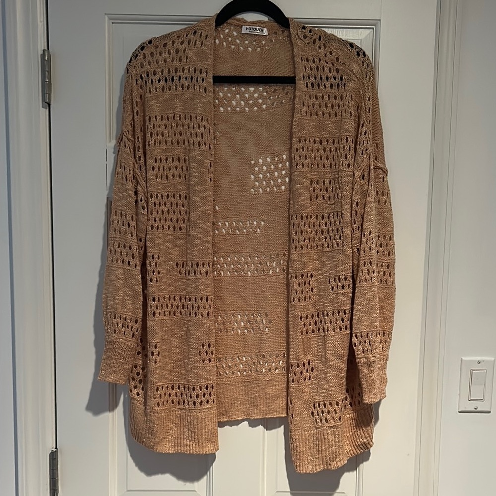 HOTOUCH Golden Beige Open Knit Cardigan